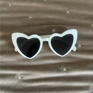White Heart-Shaped Sunglasses